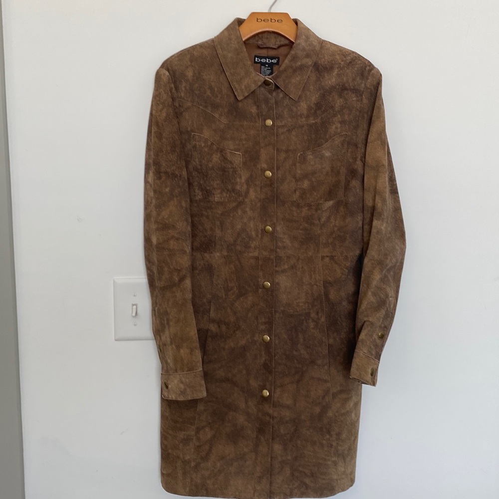Bebe genuine leather/suede Women’s M knee length jacket